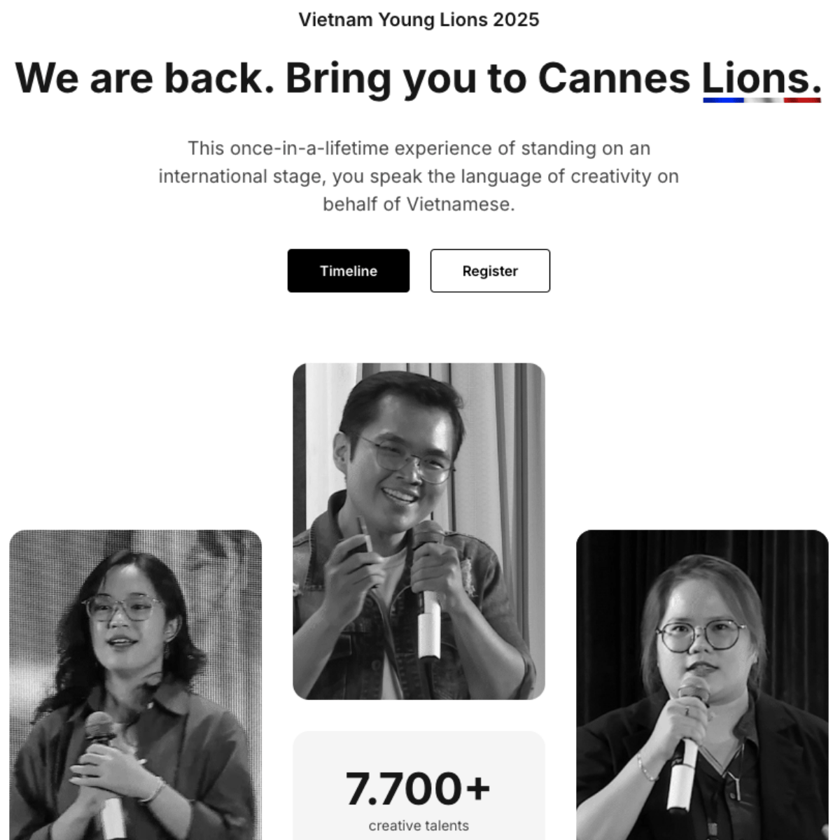 Giao diện website Vietnam Young Lions